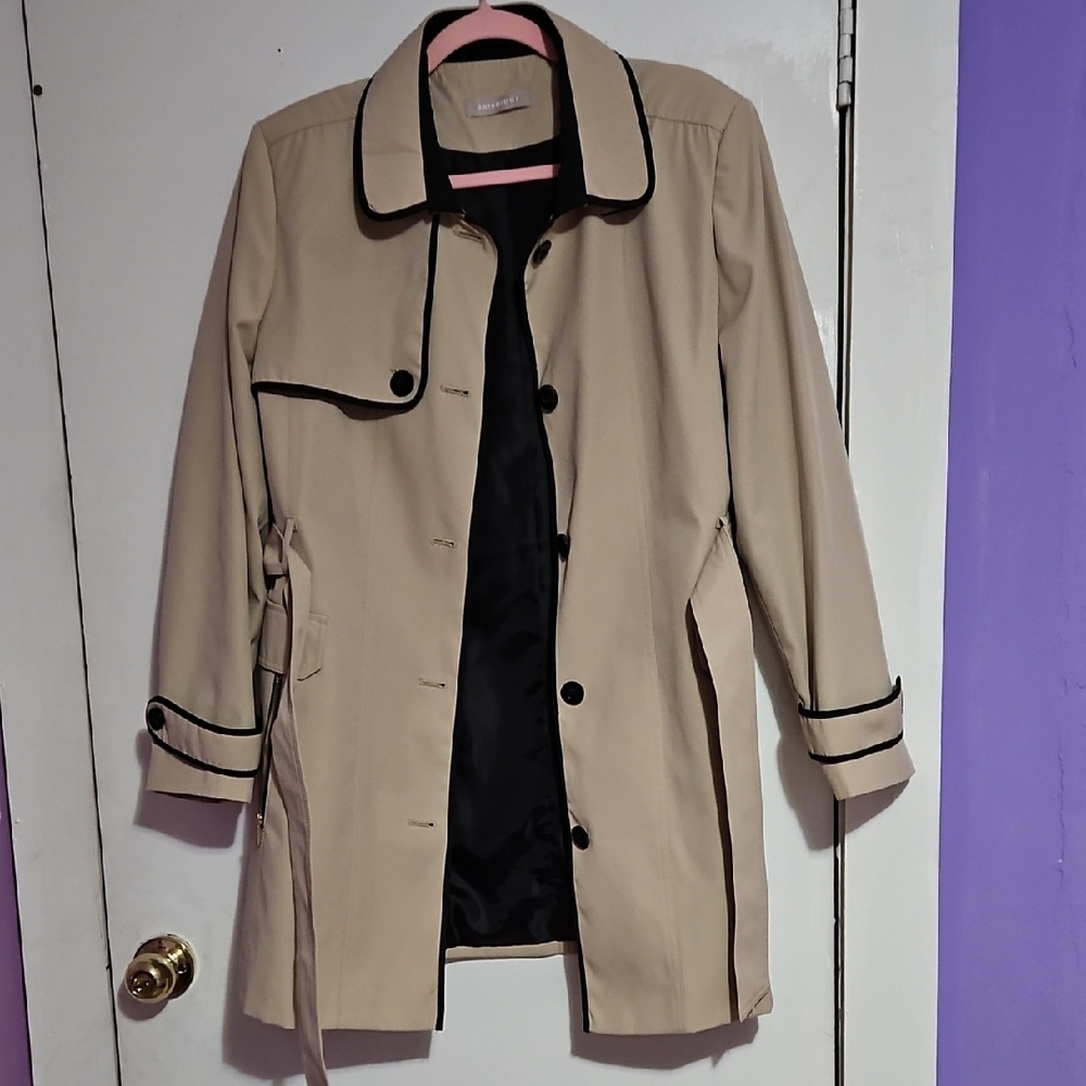 Anthology Beige Trench Coat with Black Trim
